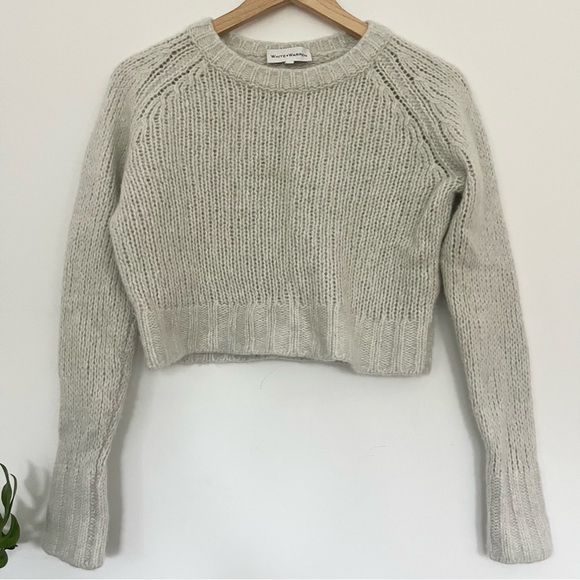 White + Warren Cashmere and Silk Light Gray Women's Sweater Small Cropped Soft - Picture 2 of 10